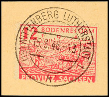 12 Pf Bodenreform In B-Farbe Als Postmeistertrennung Tadellos Auf Briefstück, Gepr. Dr. Jasch BPP, Mi. 150.-,... - Sonstige & Ohne Zuordnung