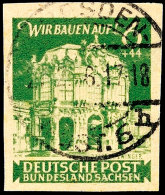 6+44 Pf. Grünoliv, Ungezähnt, Tadellos, Gestempelt, Kurzbefund Ströh BPP, Mi. 300.-... - Sonstige & Ohne Zuordnung