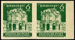 6 + 44 Pfg Wiederaufbau Ungezähnt Im Waager. Randpaar, Tadellos Postfrisch, Gepr. Kunz BPP, Mi. 360.-,... - Other & Unclassified