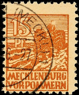 15 Pf. Mittelgelbbraun Mit Plattenfehler I "Bauer Ohne Kopf", Tadellos, Gest., Gepr. Kramp BPP, Mi. 400,-, Katalog:... - Sonstige & Ohne Zuordnung