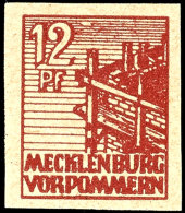 12 Pf. Abschied, Ungezähnt, Plattenfehler "weißer Punkt Neben 12", Postfrisch (Gummischliere... - Other & Unclassified