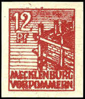 12 Pfg Freimarke Auf Mittelfeinem Papier In Der Seltenen Farbe Braunrot, Ungezähnt, Postfrisch, Gepr. Thom... - Other & Unclassified