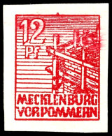 12 Pfg Freimarke, Ungezähnter Probedruck In Roter Farbe Auf Kartonpapier, Ohne Gummi, Wie Hergestellt, Gepr.... - Sonstige & Ohne Zuordnung