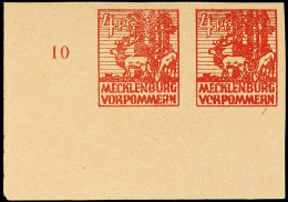 4 Pf. Karminbraun Im Waager. Paar A. D. Linken Bogenecke Mit Plattenfehler VII Und XVIII, Tadellos Postfrisch,... - Sonstige & Ohne Zuordnung