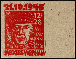 12 + 28 Pfg Opfer Des Faschismus, Ungezähnter Probedruck In Roter Farbe Auf Grauem Kartonpapier Vom Rechten... - Sonstige & Ohne Zuordnung