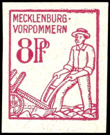 8 Pfg Bauer Dunkelkarminlila, Ungezähnter Probedruck Mauf Kreidepapier, Tadellos Postfrisch, Sign. Rahn Und... - Other & Unclassified