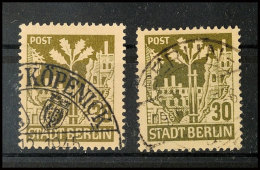 30 Pf. Eiche, Mi. 7Aawbx Und 7bwaz, Je Tadellos, Gestempelt, Gepr. Ströh BPP Bzw. Jasch BPP, Katalog: 7A... - Sonstige & Ohne Zuordnung