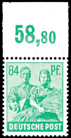 84 Pf. Arbeiter Dunkelsmaragdgrün, Mit Plattendruck Oberrand, Tadellos Postfrisch (Haftspur Im Rand),... - Other & Unclassified