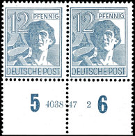 12 Pfg. Arbeiter Im Waagerechten Unterrandpaar Mit HAN "H 4038.47 2", Postfrisch, Pracht, Katalog: 947(2HAN... - Other & Unclassified