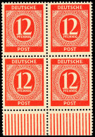12 Pfennig Ziffernserie, C-Farbe, Viererblock Vom Walzenunterrand, Tadellos Postfrisch, Arge Farbgeprüft, Mi.... - Other & Unclassified