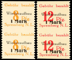 8 Pf. + 1 M. Und 12 Pf. + 1M. Wiederaufbau, Je 2 Im Senkr. Paar, Waager. Ungezähnt, Tadellos Postfrisch, Mi.... - Spremberg