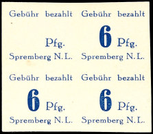 6 Pf. Freimarke Ungezähnt Im 4er-Block, Dabei Einmal Fehlende Wertziffer "6", Tadellos Postfrisch, Gepr.... - Spremberg