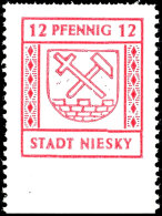 12 Pfg Rosarot Mit Unterrand Und Abart Unten Ungezähnt, Oben Doppelzähnung, Tadellos Postfrisch,... - Niesky