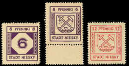 6 Pf. Und 12 Pf. X-Gummierung, Tadellos Postfrisch, Gepr. Kunz BPP, Katalog: 5/7x **6 Pf. And 12 Pf. X Gumming,... - Niesky