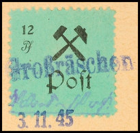 12 Pf. Schwarz A. Grün, Type IV, Tadellos A. Briefstück, Gepr. Zierer BPP, Mi. 200.-, Katalog: 25IV... - Grossräschen