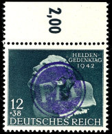 12+38 Pf. Heldengedenktag Mit Petschaftsaufdruck, Postfrisch, Sign. Sturm, Katalog: DR812 **12 38 Pf. Heros... - Fredersdorf-Vogelsdorf