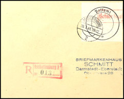 Postverschlusszettel Mit Rotem Stempel "Gebühr Bezahlt" Auf R-Brief "ASCHAFFENBURG 26.7.46" Nach... - Aschaffenburg