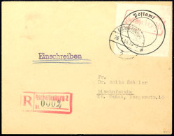Postverschlusszettel Mit Rotem Stempel "Gebühr Bezahlt" Auf R-Brief "ASCHAFFENBURG 26.7.46" Nach Bischofsheim... - Aschaffenburg