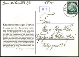 Dachau: 1935, Vordruckkarte Gebraucht Mit 6 Pfg. Hindenburg Aus DACHAU 25.11.12. Mit Rotem Ra1 "Postzensurstelle K... - Sonstige & Ohne Zuordnung