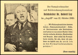 3 Pfg. Hitler Propaganda-Marke Auf Karte "Dr. Robert Ley", Ungebraucht, Pracht, 200,-, Katalog: Karte1 BF3 Pfg.... - Sonstige & Ohne Zuordnung