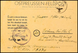 1945, Ostpreussen-Feldpostkarte Auf Gelbbeigem Karton, Gebraucht Mit Normstempel "b 26.3.45" Und... - Other & Unclassified