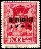 Rhodos, Weihnachtsmarke, Seltenste Aufdrucktype IV, Bedarfsstück Mit Feldposttagesstempel "FELDPOST B 18.1.45"... - Sonstige & Ohne Zuordnung