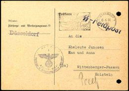 Briefstpl. "Waffen-SS / Fürsorge- U. Versorgungsamt SS Düsseldorf" Auf Postkarte über Feldpost Mit... - Other & Unclassified