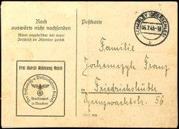 Eingedruckter Briefstpl. "Der Höhere SS- U. Polizeiführer Südost In Beuthen" Auf Postkarte Mit "Frei... - Other & Unclassified