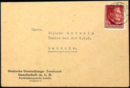 Absendereindruck "Deutsche Umsiedlungs- Treuhand- / Gesellschaft M.b.H. / Verbindungstelle Lublin / Postfach 67"... - Other & Unclassified
