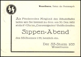 1942 (?), Frankierte Vordruck-Drucksachenkarte Im Ortsverkehr Mit Text "SS.....Sippen-Abend...Der SS-Sturm 1/53... - Other & Unclassified