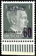 60 Kop. Auf 1 Pfg Hitler, Beide Aufdruckfarben, Tadellos Ungebraucht Ohne Gummierung, Gepr. Krischke, Mi. 200.-,... - Sonstige & Ohne Zuordnung