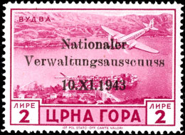 2 Lire Verwaltungsausschuss Mit Setzfehler "Verwaltungsausscuuss" - Feld 8 Der Überdruckplatte, Tadellos... - German Occ.: Montenegro