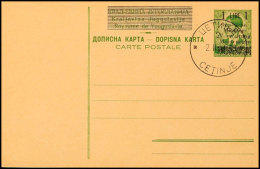 Montenegro 1943, 1 L Aufdruckganzsachenkarte, Blanko Gestempelt Cetinje 2.2.44, Katalog: P1 BFMontenegro 1943,... - German Occ.: Montenegro