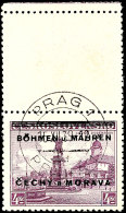 4 Kc Mit Aufdruck Und Leerfeld, Feinst Gestempelt Prag 15.12.39, Gestempelte Mit Leerfeld Extrem Selten,... - Böhmen Und Mähren