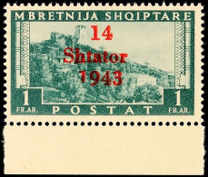 1 Fr. Freimarke, Aufdruckfehler VI, Tadellos Postfrisch, Gepr. Brunel BPP, Katalog: 11VI **1 Fr. Postal Stamp,... - German Occ.: Albania