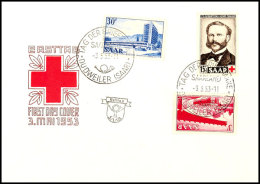 3 Fr. Und 30 Fr. Freimarkenausgabe 1952 Mit Rotes Kreuz Als Schmuck-FDC "TAG DER BRIEFMARKE Im SAARLAND DUDWEILER... - Sonstige & Ohne Zuordnung