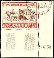 15 Fr. "Ibasa - Tag Der Briefmarke 1950", Eckrand Unten Rechts (gefaltet) Mit Druckdatum -3.4.50", Gestempelt Mit... - Sonstige & Ohne Zuordnung