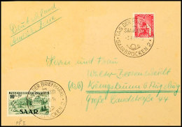 10 Fr. Jugendherbergswerk Type II, Mit Zusatz 15 Fr. Mit Sonderstempel "SAARBRÜCKEN 3.4.49" Auf Portogerechtem... - Sonstige & Ohne Zuordnung