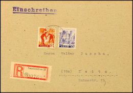 60 Pfg. Und 24 Pfg. Freimarken Als Portogerechte Frankatur Auf R-Brief Von SAARBRÜCKEN 10. 17.11.47 Nach Zeitz... - Sonstige & Ohne Zuordnung