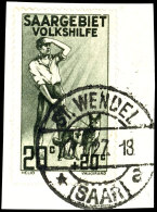20 C., Volkshilfe 1926, Plattenfehler: " Rahmen über T Gebrochen", Auf Briefstück Klar Gest. ST.WENDEL... - Sonstige & Ohne Zuordnung