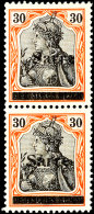 30 Pfg Germania Auf Orangeweißem Papier Mit Aufdruck "Sarre" In Type III, Senkrechtes Paar, Tadellos... - Other & Unclassified