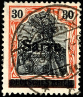 30 Pfg Germania Auf Orangeweißem Papier Mit Aufdruck "Sarre" In Type I, Aufdruckfehler KII, Gestempelt "St.... - Other & Unclassified