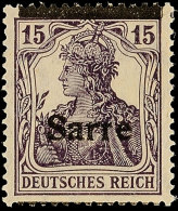 15 Pf. Germania-Sarre, Type I, Verschobener Aufdruck, Balken Oben, Schrift Unten, Postfrisch, Gepr. Burger BPP, Mi.... - Sonstige & Ohne Zuordnung