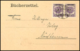 3 C Auf 40 M Grauviolett Als Mehrfachfrankatur Auf Bücherzettel Ab Memel Nach Nordhausen, Toperhaltung!,... - Klaipeda 1923