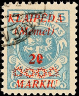 20 M. Auf 5 C. Mit Aufdruckfehler "0 Der Wertangabe 20 Rechts Unten Zweimal Durchbrochen", Gestempelt, Geprüft... - Klaipeda 1923