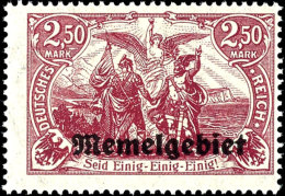 2,50 Mark Deutsches Reich Mit Aufdruck "Memelgebiet", Bräunlichlila, Tadellos Postfrisch, Gepr. Klein BPP, Mi.... - Memelgebiet 1923