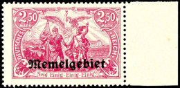 2.50 Mark In B-Farbe Tadellos Postfrisch, Tiefst Gepr. Klein BPP, Mi. 1000,-, Katalog: 13b **2. 50 Mark In... - Memelgebiet 1923