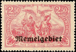 2,50 M. Karminlila, Tadellos Postfrisch, Gepr. Klein BPP, Mi. 1000,-, Katalog: 13b **2, 50 M. Carmine Lilac, In... - Memelgebiet 1923