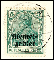 5 Pf In C-Farbe Tadellos Auf Briefstück, Tiefst Gepr. Erdwien BPP, Mi. 280.-, Katalog: 1c BS5 Pf In... - Memelgebiet 1923