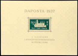 50 Pfg. Daposta-Block Schwarzgrün Mit Plattenfehler "7 In 1937 Eingekerbt", Postfrisch, Pracht, Signiert... - Other & Unclassified